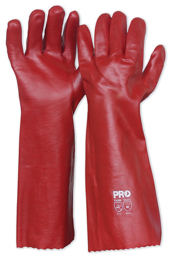 Red PVC Gloves 45cm Length