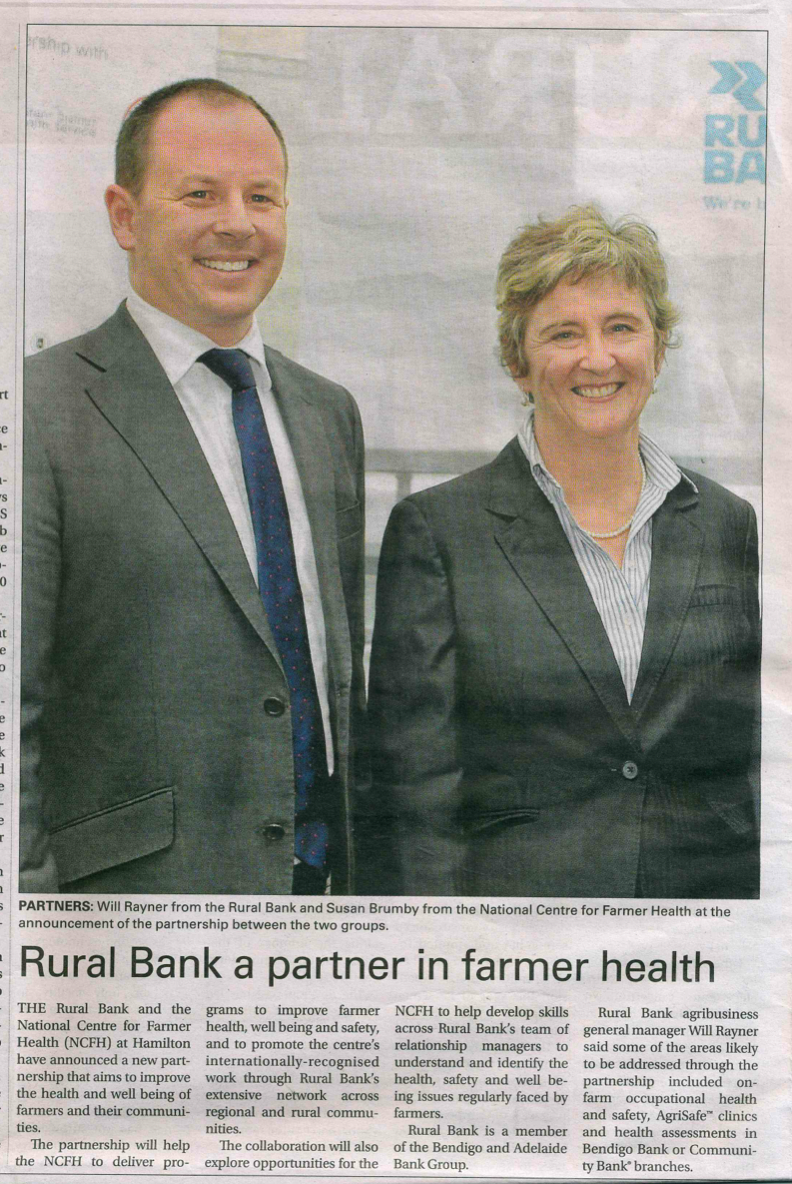'Rural Bank a partner in farmer health' - Warrnambool Standard article 1st October 2015